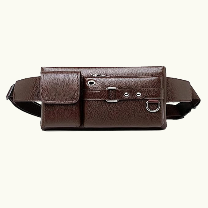Stylish PU Men’s Chest Waist Bag - Brown